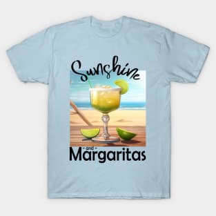 Summer Sunshine and Margaritas Beach Design T-Shirt